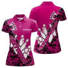 Load image into Gallery viewer, Custom Pink Camo Strike Womens Bowling Polo Shirts, Strike Team Bowling League Shirt Shirt IPHW8444