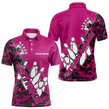 Load image into Gallery viewer, Custom Pink Camo Strike Bowling Polo Shirts For Men, Strike Team Bowling League Shirt Shirt IPHW8444