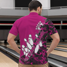 Load image into Gallery viewer, Custom Pink Camo Strike Bowling Quarter-Zip Shirts For Men, Strike Team Bowling League Shirt Shirt IPHW8444