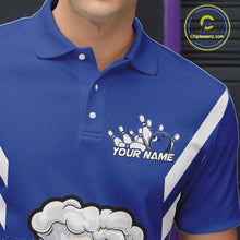 Load image into Gallery viewer, Custom Funny Blue Bowling Jerseys Bowling And Beer Men Polo Shirts, Bowling Jerseys IPHW10541