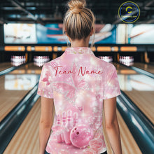 Load image into Gallery viewer, Custom Elegant Roses And Butterfly Women Bowling Quarter-Zip Shirt, Ladies Bowling Shirt IPHW11063