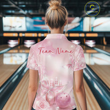 Load image into Gallery viewer, Custom Elegant Roses And Butterfly Women Bowling Quarter-Zip Shirt, Ladies Bowling Shirt IPHW11064