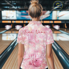 Load image into Gallery viewer, Custom Elegant Roses And Butterfly Women Bowling Quarter-Zip Shirt, Ladies Bowling Shirt IPHW11065