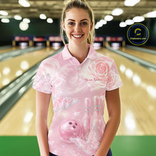Load image into Gallery viewer, Custom Elegant Roses And Butterfly Women Bowling Polo Shirts, Dreamy Ladies Bowling Shirt IPHW11068