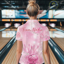 Load image into Gallery viewer, Custom Elegant Roses And Butterfly Women Bowling Polo Shirts, Dreamy Ladies Bowling Shirt IPHW11070