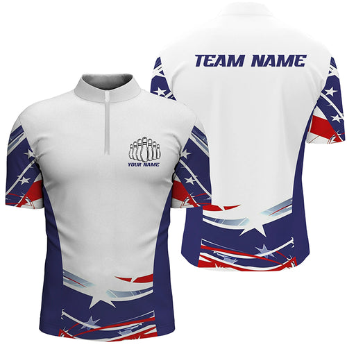 Personalized Patriotic Bowling Shirts For Men And Women, Ameircan Flag Bowling Team Jersey Styles IPHW6671