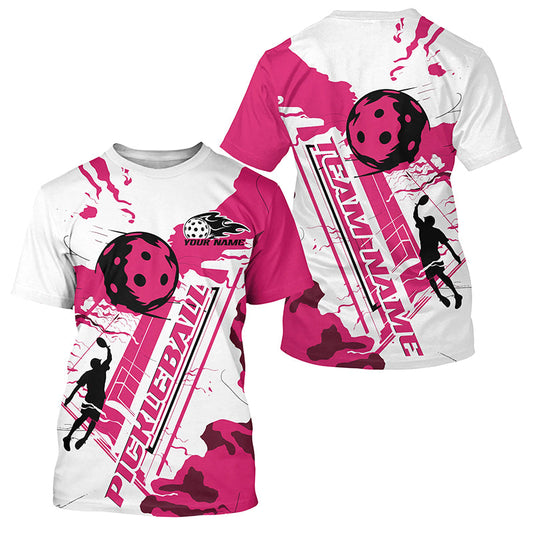 White And Pink Custom Pickleball T-Shirts For Men, Pickleball Team Shirt Pickleball Tournament Outfit IPHW7564