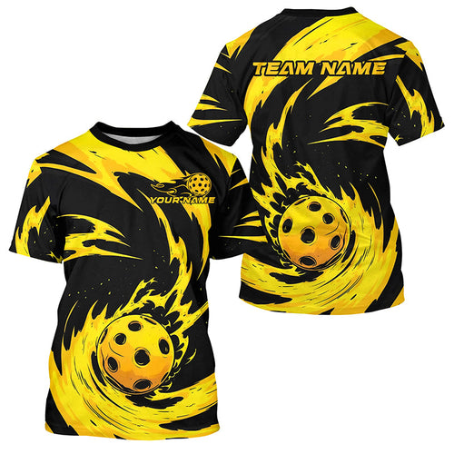 Black And Yellow Custom Pickleball T-Shirts For Men, Pickleball Tournament Team Shirts Outfit For Pickleballer IPHW7578