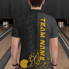 Load image into Gallery viewer, Custom Black And Gold Strike Bowling Polo Shirts For Men, Striking Team Bowling Jerseys IPHW8456