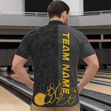 Load image into Gallery viewer, Custom Black And Gold Strike Bowling Quarter-Zip Shirts For Men, Striking Team Bowling Jerseys IPHW8456