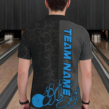 Load image into Gallery viewer, Custom Black And Blue Strike Bowling Polo Shirts For Men, Striking Team Bowling Jerseys IPHW8458