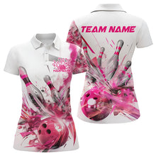 Load image into Gallery viewer, Custom White And Pink Custom Bowling Polo Shirts For Women, Bowling Tournament Team Shirt IPHW8460