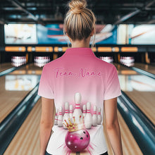 Load image into Gallery viewer, Custom Pink Bowling Queen Ladies Bowling Quarter-Zip Shirt, Ladies Bowling Team Shirts IPHW8463