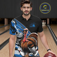 Load image into Gallery viewer, Custom Blue Camo Funny Turkey Bowling Team Shirt For Men, Turkey Bowling Jerseys IPHW10549