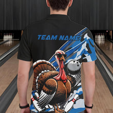 Load image into Gallery viewer, Custom Blue Camo Funny Turkey Bowling Team Shirt For Men, Turkey Bowling Jerseys IPHW10549