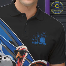 Load image into Gallery viewer, Custom Blue Camo Funny Turkey Bowling Team Shirt For Men, Turkey Bowling Jerseys IPHW10549