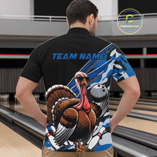 Load image into Gallery viewer, Custom Blue Camo Funny Turkey Bowling Team Shirt For Men, Turkey Bowling Jerseys IPHW10549