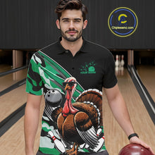 Load image into Gallery viewer, Custom Green Camo Funny Turkey Bowling Team Shirt For Men, Turkey Bowling Jerseys IPHW10551