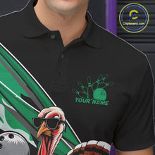 Load image into Gallery viewer, Custom Green Camo Funny Turkey Bowling Team Shirt For Men, Turkey Bowling Jerseys IPHW10551