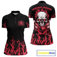 Load image into Gallery viewer, Custom Red Flame Skull Bowling Team Shirts For Women, Halloween Bowling Jerseys IPHW10553