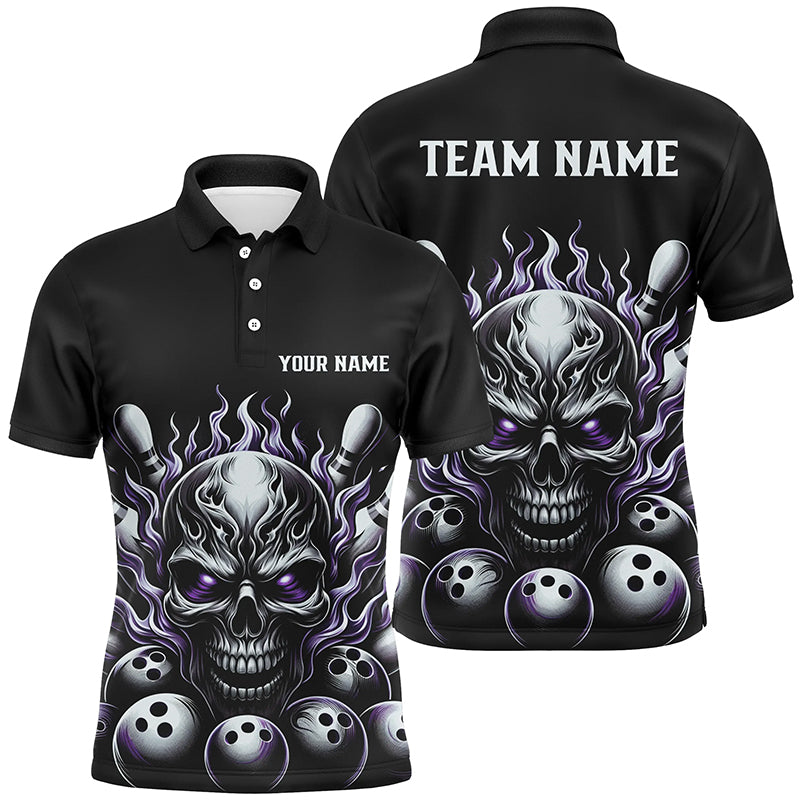 Multi-Color Custom Skull Bowling Shirts For Men And Women, Unisex Flame Bowling Team Shirts For Bowlers IPHW5926