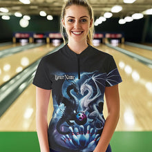 Load image into Gallery viewer, Custom Blue Lightning Black And White Dragons Bowling Women Quarter-Zip Shirt Bowler Outfit IPHW8957