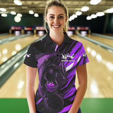 Load image into Gallery viewer, Black And Purple Custom Dragon Bowling Team Polo Shirts For Women, Bowling League Shirt IPHW8966