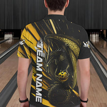 Load image into Gallery viewer, Black And Yellow Custom Dragon Bowling Team Polo Shirts For Men, Bowling League Shirt IPHW8967