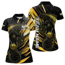Load image into Gallery viewer, Black And Yellow Custom Dragon Bowling Team Polo Shirts For Women, Bowling League Shirt IPHW8967