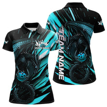 Load image into Gallery viewer, Black And Blue Custom Dragon Bowling Team Polo Shirts For Women, Bowling League Shirt IPHW8968