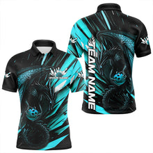 Load image into Gallery viewer, Black And Blue Custom Dragon Bowling Team Polo Shirts For Men, Bowling League Shirt IPHW8968