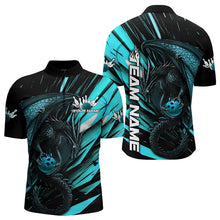 Load image into Gallery viewer, Black And Blue Custom Dragon Bowling Team Quarter-Zip Shirts For Men, Bowling League Shirt IPHW8968