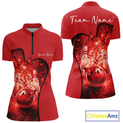 Red sports jersey with butterfly design on a white background, featuring 'Team Name' and 'Your Name' text.