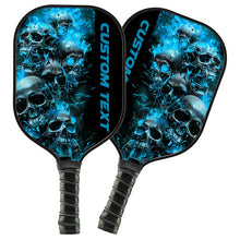 Load image into Gallery viewer, Blue Flame Custom Skull Pickleball Paddle For Team, Halloween Pickleball Gifts For Men And Women IPHW7247