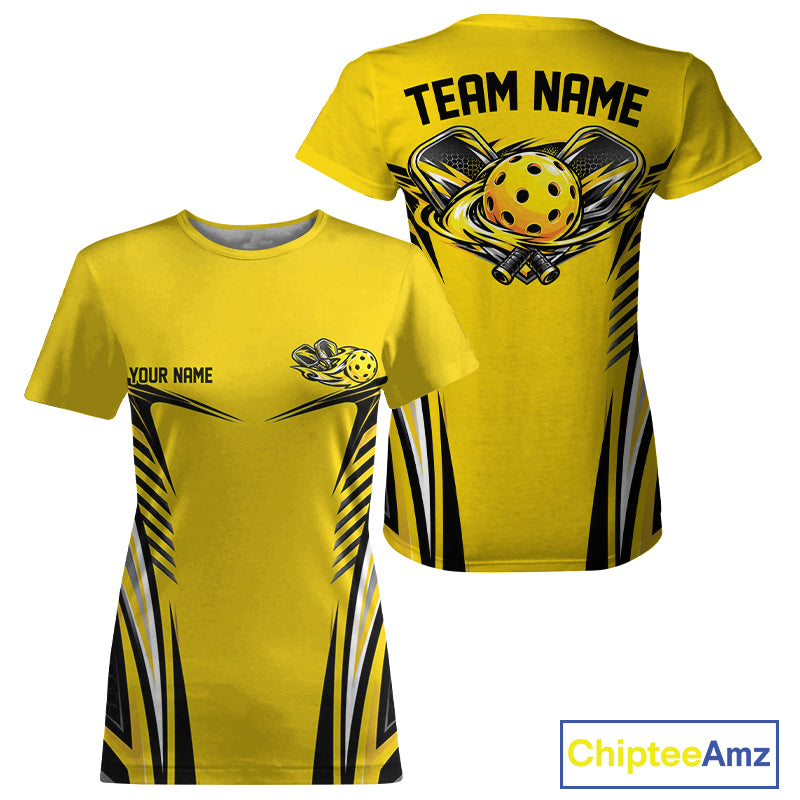 Custom Yellow Pickleball Women T-Shirts Matching Team Tournament Outfit IPHW12746