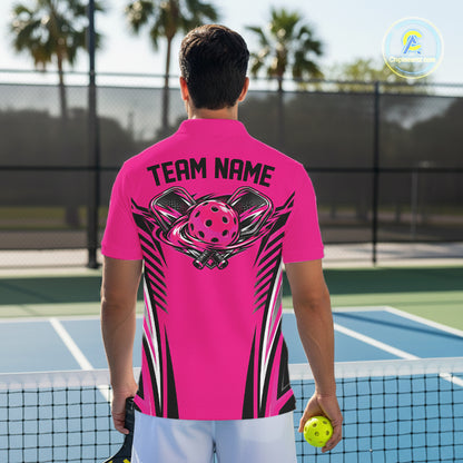 Custom Pink Pickleball Men Polo Shirt Matching Team Tournament Outfit IPHW12748