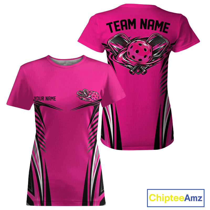 Custom Pink Pickleball Women T-Shirts Matching Team Tournament Outfit IPHW12748