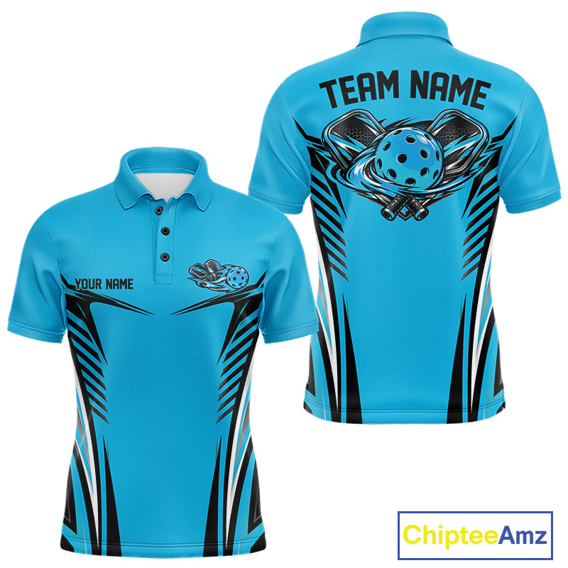 Custom Blue Pickleball Men Polo Shirt Matching Team Tournament Outfit IPHW12749