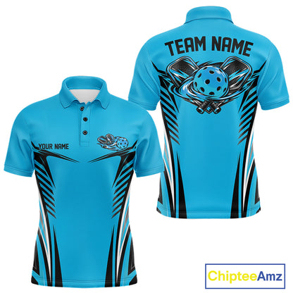 Custom Blue Pickleball Men Polo Shirt Matching Team Tournament Outfit IPHW12749