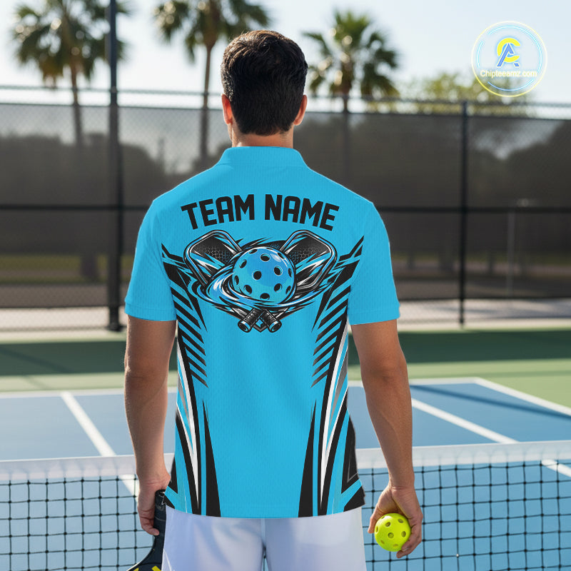 Custom Blue Pickleball Men Polo Shirt Matching Team Tournament Outfit IPHW12749