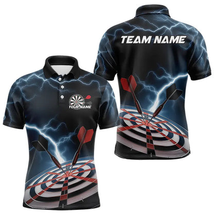 Blue Thunder Lightning Dartboard Custom Dart Polo Shirts For Men, Dart Team League Shirt IPHW8485