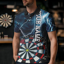 Load image into Gallery viewer, Blue Thunder Lightning Dartboard Custom Dart Polo Shirts For Men, Dart Team Jerseys IPHW8487