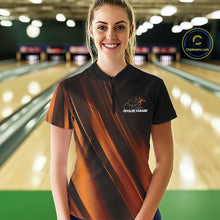Load image into Gallery viewer, Custom Gold And Orange Gradient Flame Bowling Team Jerseys, Fire Bowling Shirt For Women IPHW10573