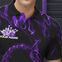 Load image into Gallery viewer, Custom Black And Purple Flame Scorpio Zodiac Bowling Men Polo Shirts, Scorpion Bowling Team IPHW8971