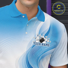 Load image into Gallery viewer, Custom Blue Bowling Jerseys For Men, Bowling Team Tournament Polo Shirt Bowler Outfit IPHW11366