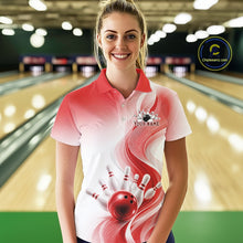 Load image into Gallery viewer, Custom Red Bowling Jerseys For Women, Bowling Team Tournament Polo Shirt Bowler Outfit IPHW11367