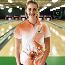 Load image into Gallery viewer, Custom Orange Bowling Jerseys For Women, Bowling Team Tournament Polo Shirt Bowler Outfit IPHW11368