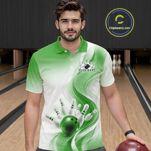 Load image into Gallery viewer, Custom Green Bowling Jerseys For Men, Bowling Team Tournament Polo Shirt Bowler Outfit IPHW11369