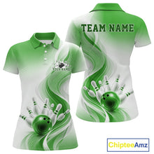 Load image into Gallery viewer, Custom Green Bowling Jerseys For Women, Bowling Team Tournament Polo Shirt Bowler Outfit IPHW11369