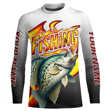 Load image into Gallery viewer, Custom Crappie Flame Fishing Shirts, Crappie Long Sleeve Fishing Jerseys Fishing Gifts IPHW6690